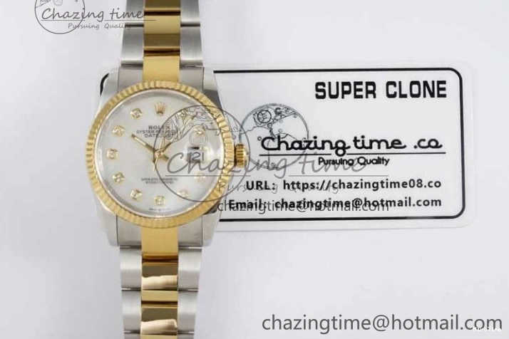 MiroTime 1231 DateJust 36mm SS YG DIWF 1:1 Best Edition 904L Steel White MOP Diamonds Dial on Oyster Bracelet SA Packable 2316